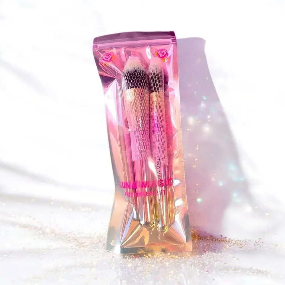 Luna Magic Face Brush Set - 2 Piece - Glow Up And Blend The Rules NIP